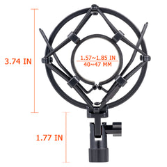 Microphone Shock Mount, Metal Mic Holder Clip for 1.57-1.85"(40-47mm) Diameter Condenser Mics Reduce Vibration Noise and Improve Recording Quality for Bluebird Baby Bottle CAD U37 GXL2200