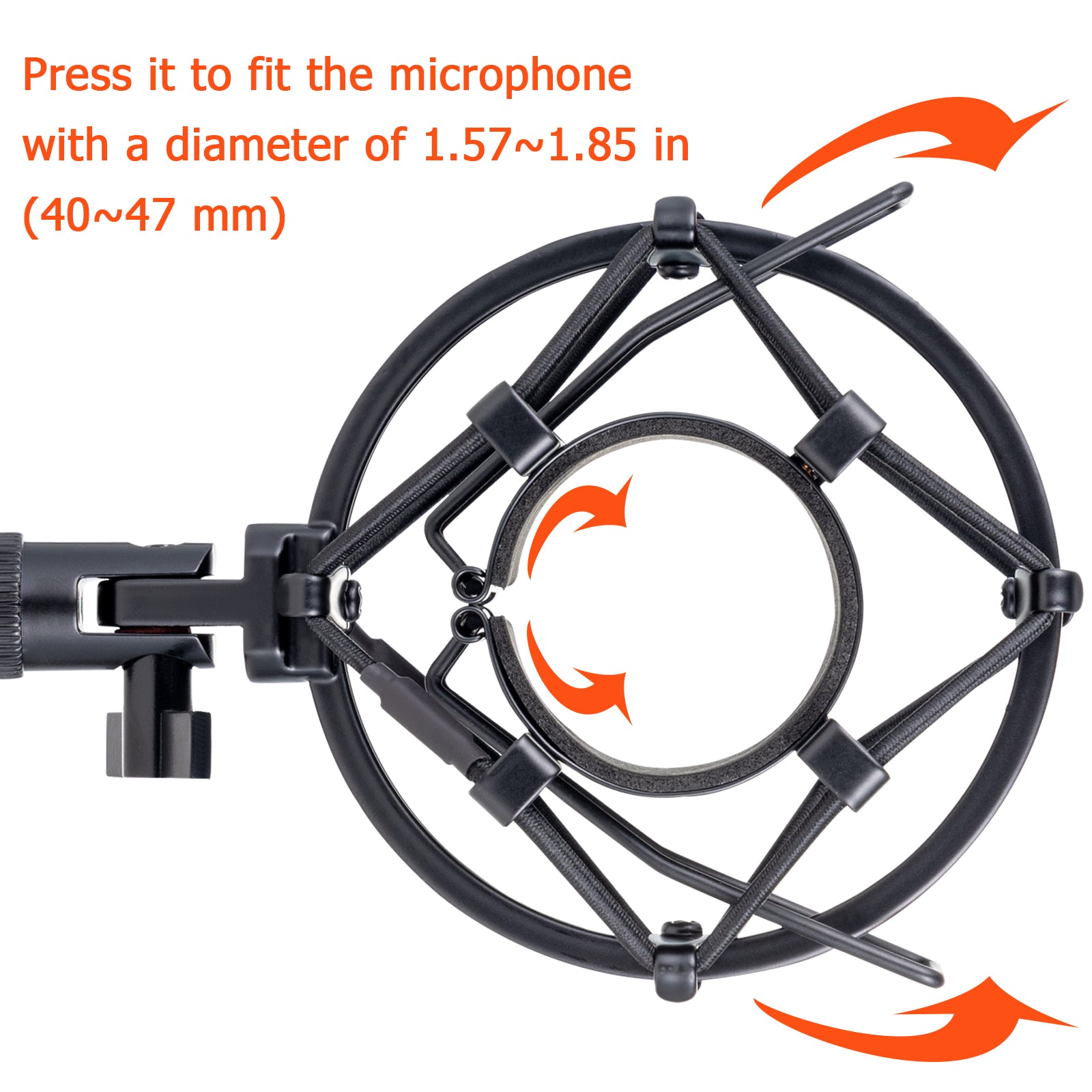 Microphone Shock Mount, Metal Mic Holder Clip for 1.57-1.85"(40-47mm) Diameter Condenser Mics Reduce Vibration Noise and Improve Recording Quality for Bluebird Baby Bottle CAD U37 GXL2200